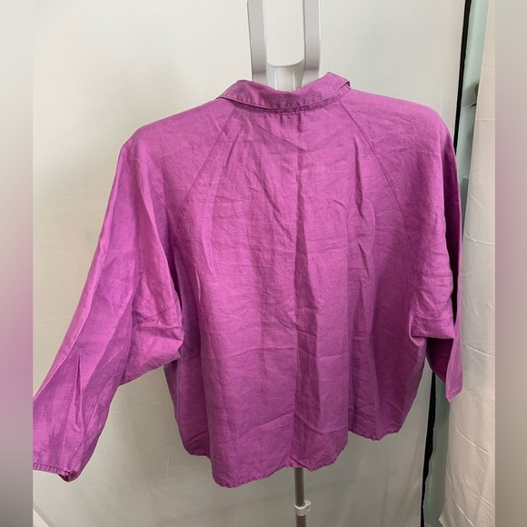 Kenar VTG 100% linen Purple 1/2 Button-Up Shirt - Picture 5 of 7